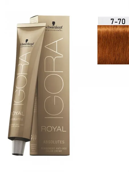 Schwarzkopf Igora Royal Absolutes 60ml #7-70 (Ξανθό Μεσαίο Χάλκινο Φυσικό)