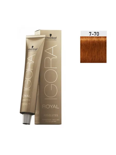 Schwarzkopf Igora Royal Absolutes 60ml #7-70 (Ξανθό Μεσαίο Χάλκινο Φυσικό)
