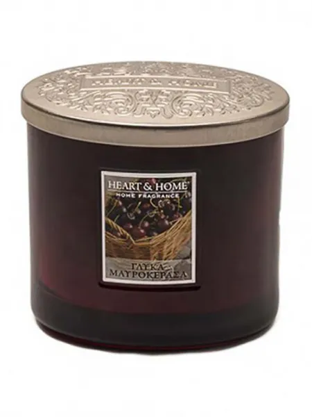 Heart and Home Άρωματικό Κερί με Διπλό Φυτίλι 40h 230gr #Γλυκά Μαυροκέρασα