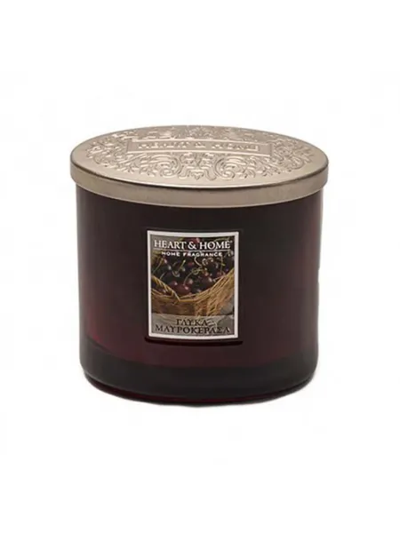 Heart and Home Άρωματικό Κερί με Διπλό Φυτίλι 40h 230gr #Γλυκά Μαυροκέρασα