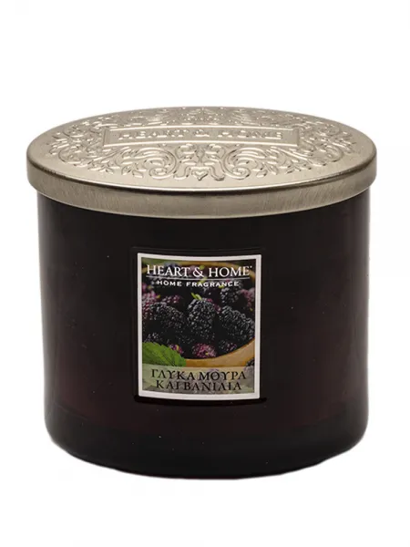 Heart and Home Άρωματικό Κερί με Διπλό Φυτίλι 40h 230gr #Γλυκά Μούρα και Βανίλια