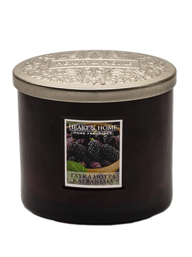 Heart and Home Άρωματικό Κερί με Διπλό Φυτίλι 40h 230gr #Γλυκά Μούρα και Βανίλια