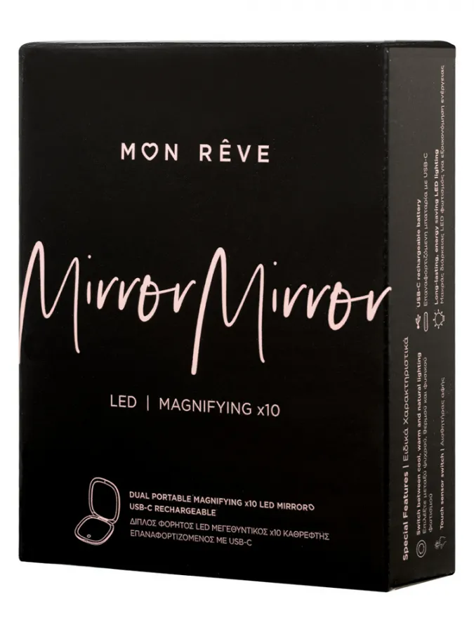 Mon Reve Mirror Mirror x10 - Διπλός Μεγεθυντικός (x10) LED Καθρέφτης Μακιγιάζ USB-C