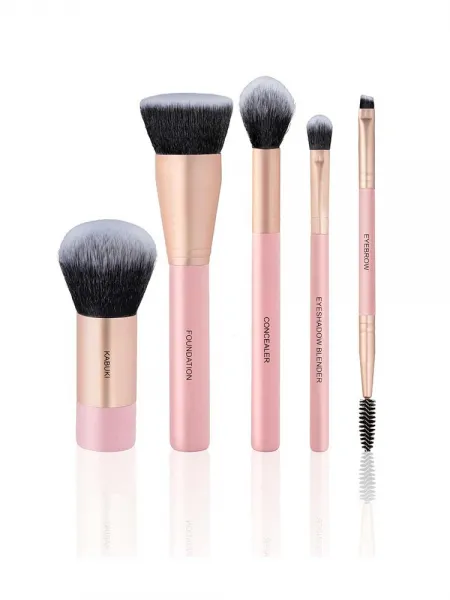 Mon Reve Essential 5 Brush Set Face & Eyes - Σετ 5 Βασικών Πινέλων Μακιγιάζ με Νεσεσέρ
