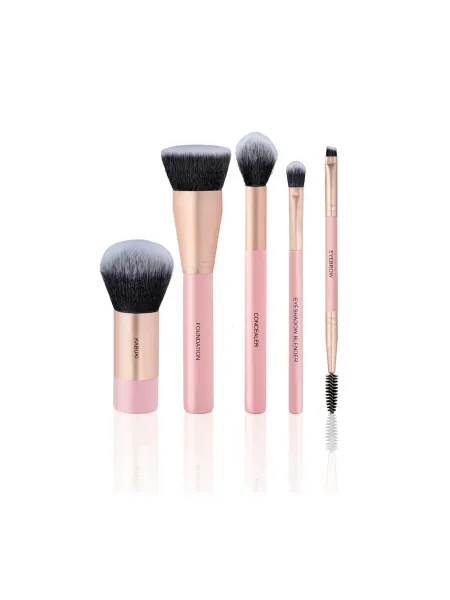 Mon Reve Essential 5 Brush Set Face & Eyes - Σετ 5 Βασικών Πινέλων Μακιγιάζ με Νεσεσέρ