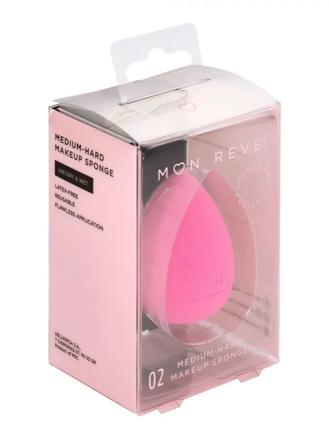 Mon Reve Makeup Sponge - Σταθερό Σφουγγαράκι Μακιγιάζ για Υψηλή Κάλυψη – #02 Medium Hard