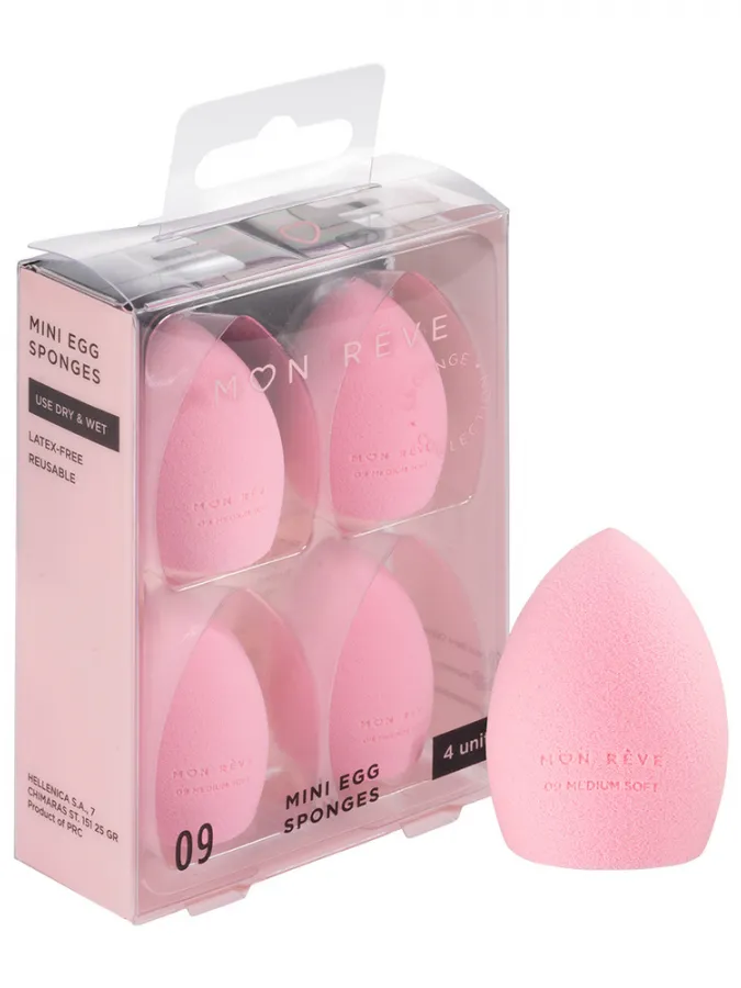 Mon Reve Makeup Sponge - Σετ 4 Μίνι Σφουγγαράκια Μακιγιάζ για Στοχευμένη Κάλυψη – #09 Mini Egg Sponges