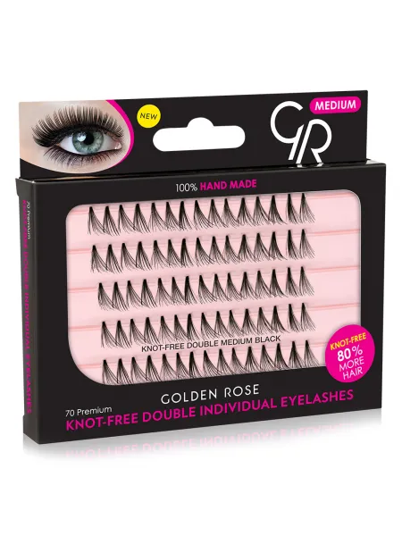 Golden Rose Knot Free Double Individual Eyelashes - Medium