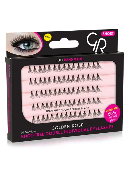 Golden Rose Knot Free Double Individual Eyelashes - Short