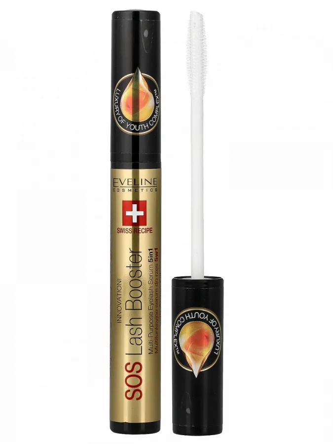 Eveline SOS Lash Booster 5in1 Eyelash Serum με Έλαιο Argan 10ml – Ορός Ανάπτυξης & Όγκου Βλεφαρίδων και Βάση Μάσκαρας