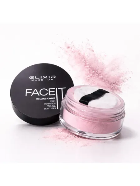 Elixir Face It HD Loose Powder - Πούδρα Baking & Λάμψης 18h – #382-001 (Pink)