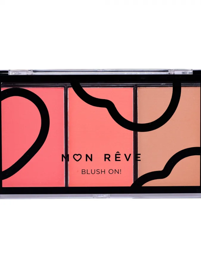 Mon Reve Blush On! - Τριπλή Παλέτα Ρουζ 9.9gr #01 Peachy