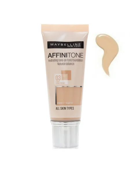 Maybelline Affinitone Foundation 30ml - Ενυδατικό Foundation για Τέλεια Κάλυψη #03 Light Sand Beige