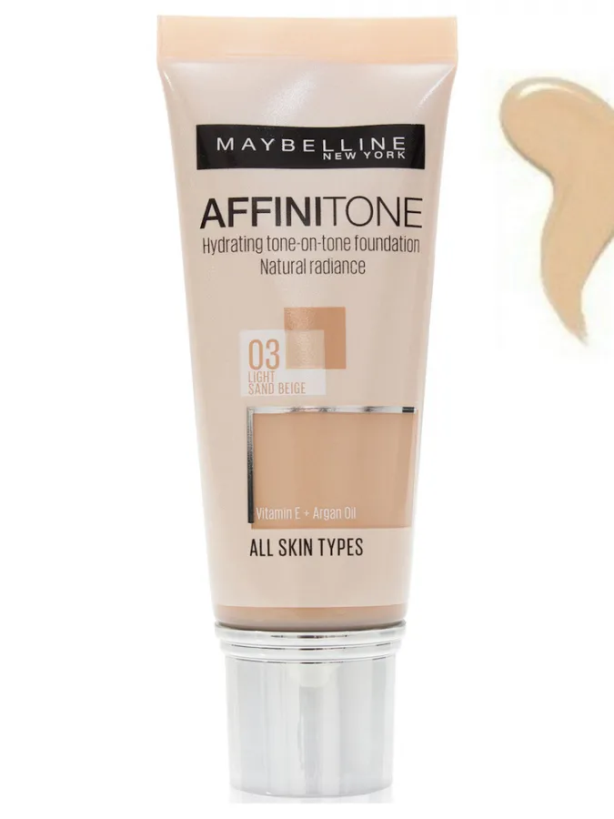 Maybelline Affinitone Foundation 30ml - Ενυδατικό Foundation για Τέλεια Κάλυψη #03 Light Sand Beige