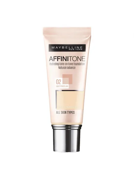 Maybelline Affinitone Foundation 30ml - Ενυδατικό Foundation για Τέλεια Κάλυψη #02 Light Porcelain