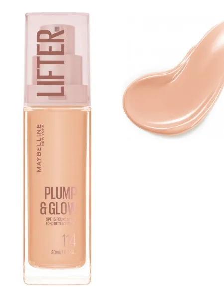 Maybelline Lifter Plump & Glow Foundation Make Up SPF15 30ml #114