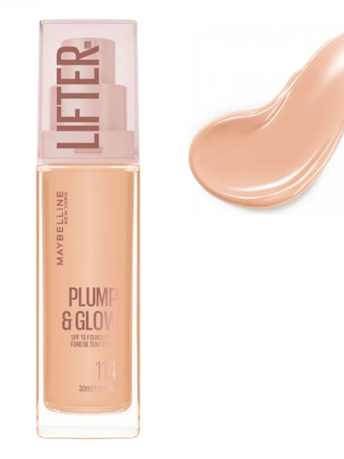 Maybelline Lifter Plump & Glow Foundation Make Up SPF15 30ml #114