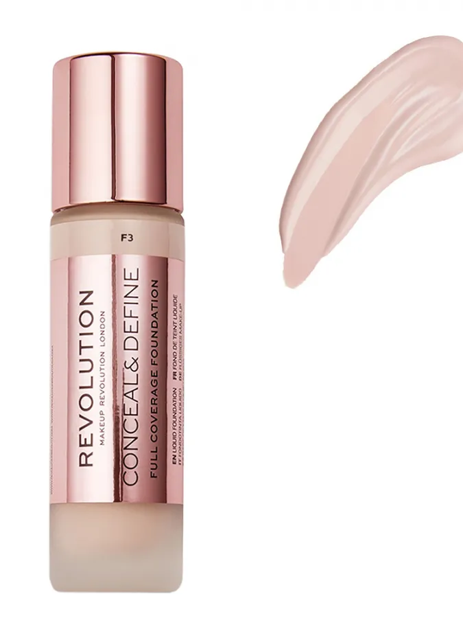 Makeup Revolution Conceal & Define Full Coverage Foundation 23ml #F3 Makeup Revolution Conceal & Define Full Coverage Foundation 23ml #F3