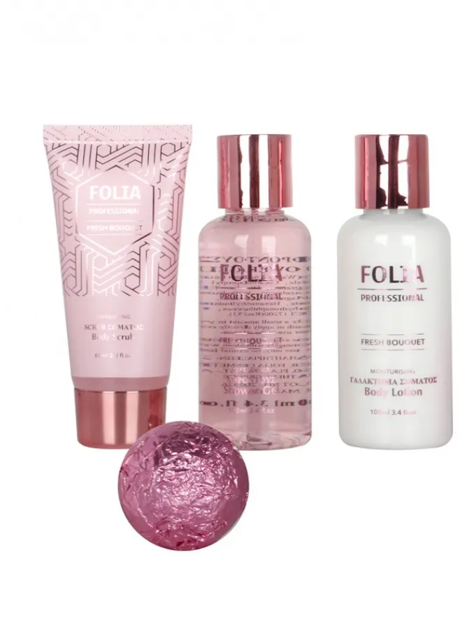 FOLIA Large Bath Tube Fresh Bouquet – Γυναικείο Σετ Δώρου σε Μπανιέρα με Shower Gel, Body Lotion, Body Scrub & Bath Fizzer