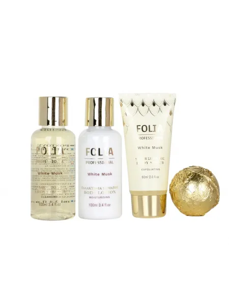 FOLIA Large Bath Tube White Musk – Γυναικείο Σετ Δώρου σε Μπανιέρα με Shower Gel, Body Lotion, Body Scrub & Bath Fizzer