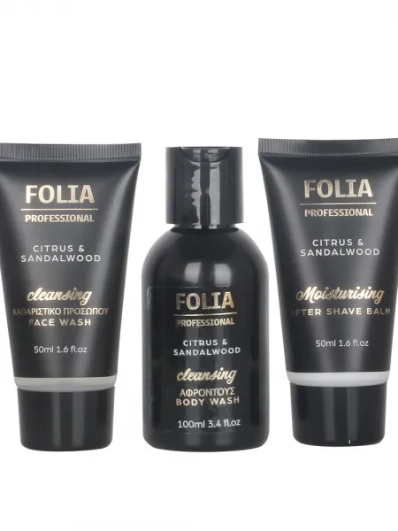 FOLIA Men's Nesesser Sandalwood & Citrus – Ανδρικό Σετ Δώρου σε Νεσεσέρ με Body Wash, Face Wash & After Shave