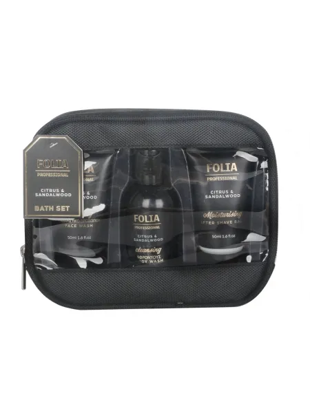 FOLIA Men's Nesesser Sandalwood & Citrus – Ανδρικό Σετ Δώρου σε Νεσεσέρ με Body Wash, Face Wash & After Shave