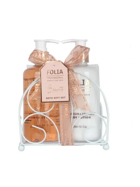 FOLIA Metal Base Biscuits – Γυναικείο Σετ Δώρου σε Μεταλλική Βάση με Shower Gel 300ml & Body Lotion 300ml