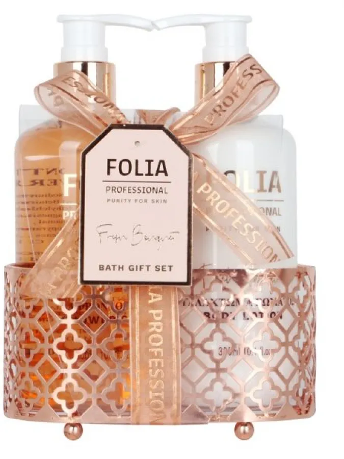 FOLIA Metal Base Fresh Bouquet – Γυναικείο Σετ Δώρου σε Μεταλλική Βάση με Shower Gel 300ml & Body Lotion 300ml