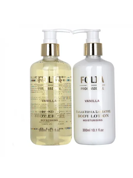FOLIA Metal Base Vanilla – Γυναικείο Σετ Δώρου σε Μεταλλική Βάση με Shower Gel 300ml & Body Lotion 300ml FOLIA Metal Base Vanilla – Γυναικείο Σετ Δώρου σε Μεταλλική Βάση με Shower Gel 300ml & Body Lotion 300ml