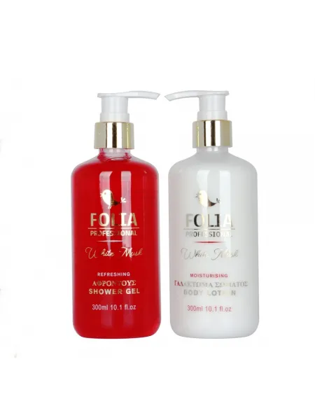 FOLIA Metal Base White Musk – Γυναικείο Σετ Δώρου σε Μεταλλική Βάση με Shower Gel 300ml & Body Lotion 300ml FOLIA Metal Base White Musk – Γυναικείο Σετ Δώρου σε Μεταλλική Βάση με Shower Gel 300ml & Body Lotion 300ml