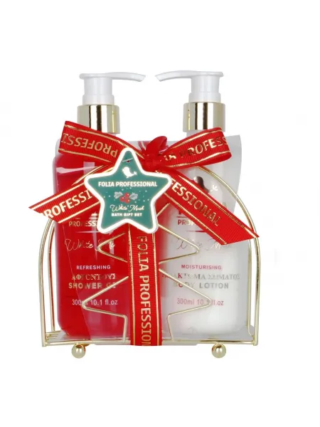 FOLIA Metal Base White Musk – Γυναικείο Σετ Δώρου σε Μεταλλική Βάση με Shower Gel 300ml & Body Lotion 300ml