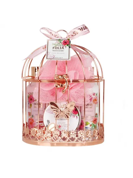 FOLIA Metal Cage Fresh Bouquet – Γυναικείο Σετ Δώρου σε Μεταλλικό Κλουβί 5 τμχ
