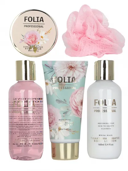 FOLIA Metal Cage White Musk – Γυναικείο Σετ Δώρου σε Μεταλλικό Κλουβί 5 τμχ