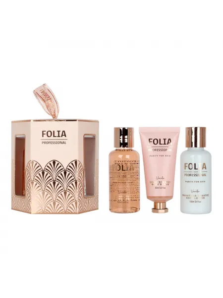 FOLIA Paper Gift Box Vanilla – Γυναικείο Σετ Δώρου με Body Wash, Body Lotion & Body Scrub