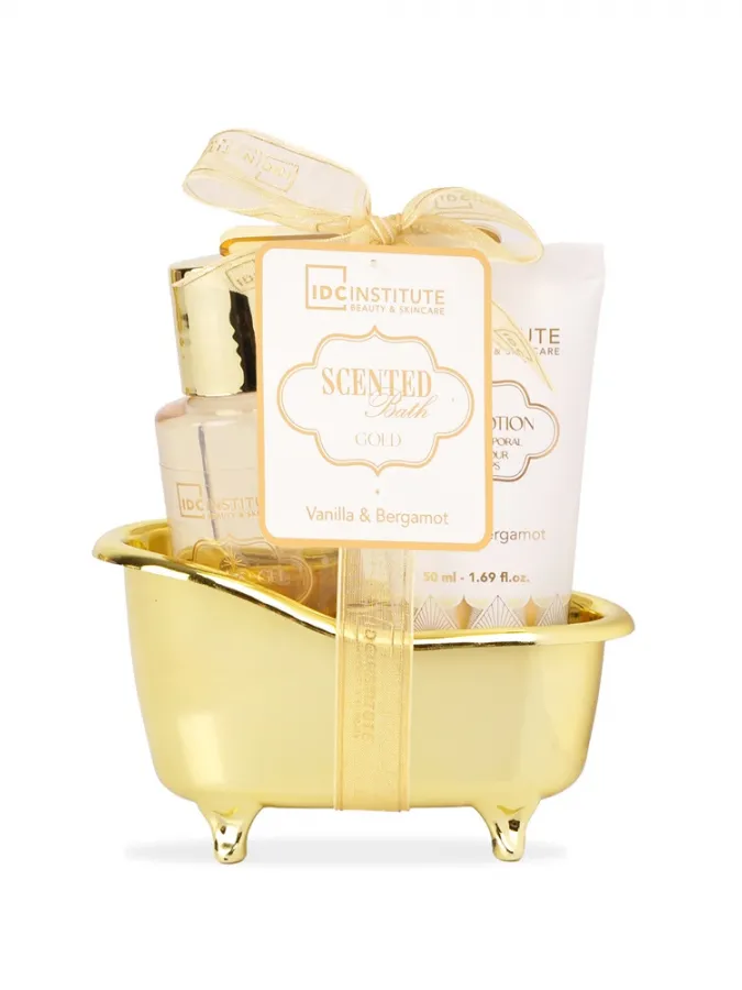 IDC Institute Mini Bath Tube Gold Vanilla & Bergamot – Γυναικείο Σετ Δώρου σε Μπανιέρα με Shower Gel 100ml & Body Lotion 50ml IDC Institute Mini Bath Tube Gold Vanilla & Bergamot – Γυναικείο Σετ Δώρου σε Μπανιέρα με Shower Gel 100ml & Body Lotion 50ml