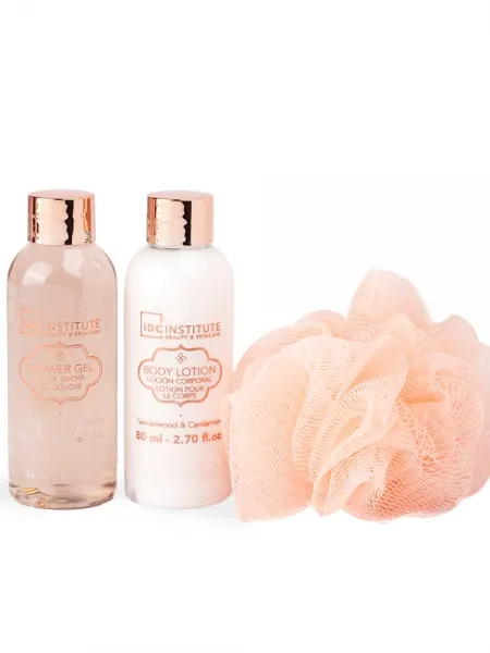 IDC Institute Scented Bronze Bathing Rituals – Γυναικείο Σετ Δώρου με Shower Gel 80ml, Body Lotion 80ml & Σφουγγάρι