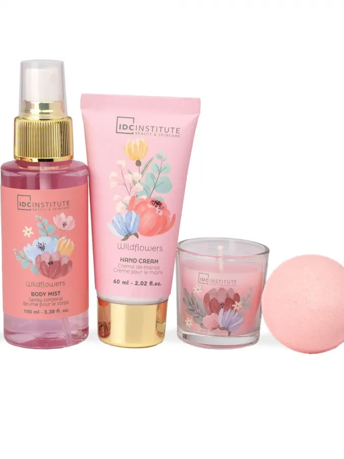 IDC Institute Scented Garden Perfect Bath 4 τμχ – Γυναικείο Σετ Δώρου με Body Mist, Κρέμα Χεριών, Bath Bomb & Κερί