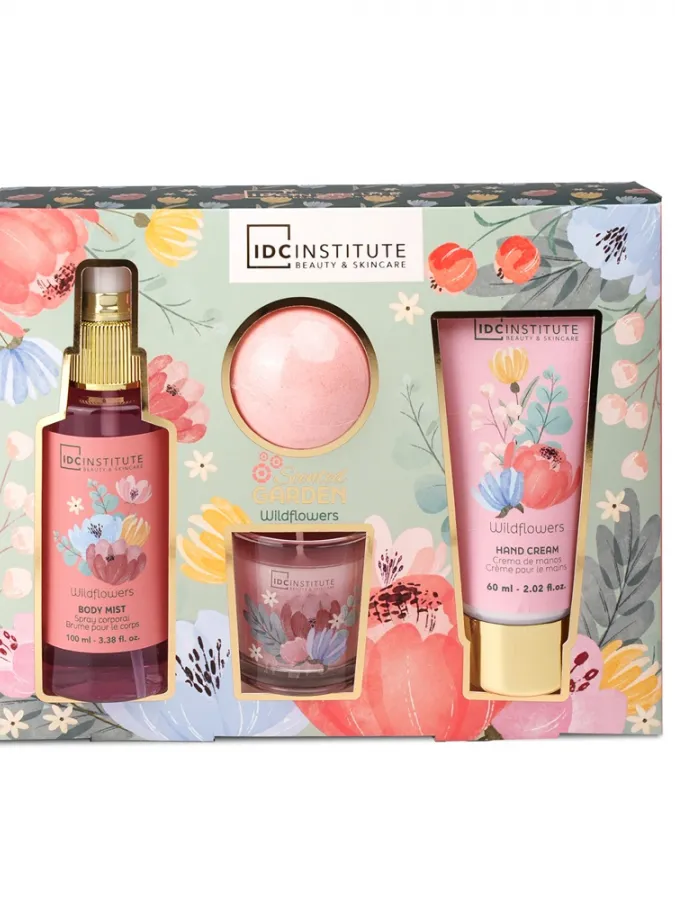 IDC Institute Scented Garden Perfect Bath 4 τμχ – Γυναικείο Σετ Δώρου με Body Mist, Κρέμα Χεριών, Bath Bomb & Κερί