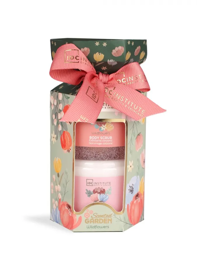 IDC Institute Scented Garden Perfect Duo – Γυναικείο Σετ Δώρου με Body Scrub 100ml & Body Lotion 100ml