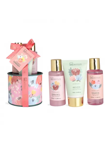 IDC Institute Scented Garden Tin Gift Set 3 τμχ – Γυναικείο Σετ Δώρου σε Μεταλλικό Κουτί με Shower Gel, Bubble Bath & Body Lotion
