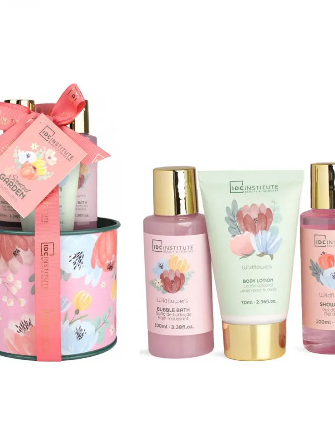 IDC Institute Scented Garden Tin Gift Set 3 τμχ – Γυναικείο Σετ Δώρου σε Μεταλλικό Κουτί με Shower Gel, Bubble Bath & Body Lotion