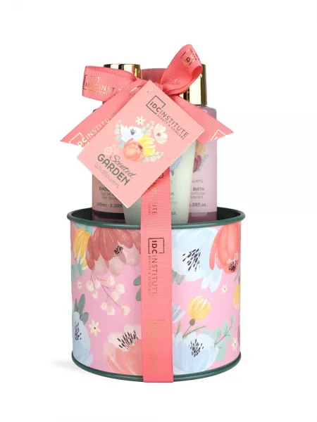 IDC Institute Scented Garden Tin Gift Set 3 τμχ – Γυναικείο Σετ Δώρου σε Μεταλλικό Κουτί με Shower Gel, Bubble Bath & Body Lotion