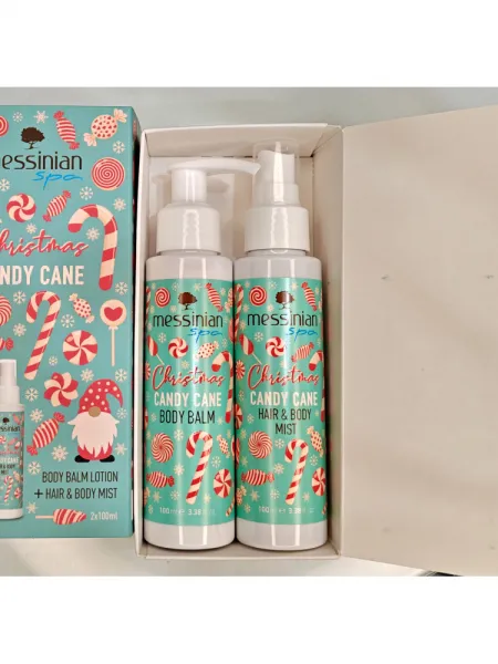 Messinian Spa Christmas Box Candy Cane 2x100ml – Σετ Δώρου Body Balm + Hair & Body Mist