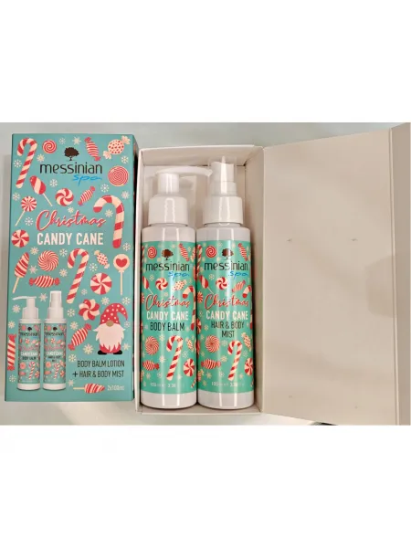 Messinian Spa Christmas Box Candy Cane 2x100ml – Σετ Δώρου Body Balm + Hair & Body Mist