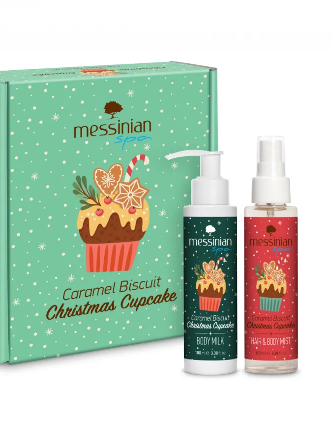 Messinian Spa Christmas Box Caramel Biscuit Christmas Cupcake 2x100ml – Σετ Δώρου Hair & Body Mist + Γαλάκτωμα Σώματος Messinian Spa Christmas Box Caramel Biscuit Christmas Cupcake 2x100ml – Σετ Δώρου Hair & Body Mist + Γαλάκτωμα Σώματος