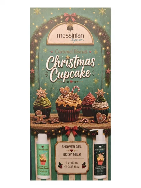 Messinian Spa Christmas Box Caramel Biscuit Christmas Cupcake 2x100ml – Σετ Δώρου Γαλάκτωμα Σώματος + Αφρόλουτρο