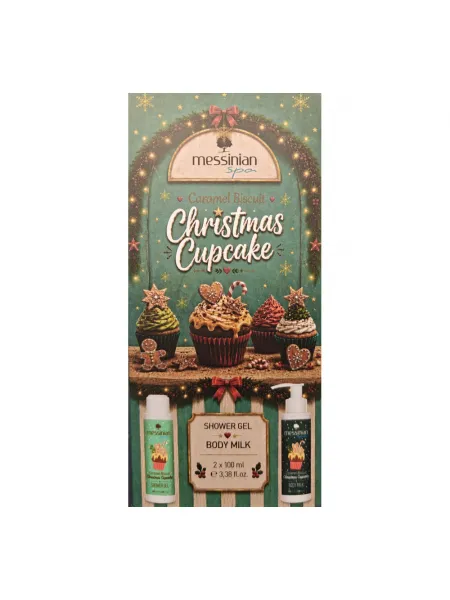 Messinian Spa Christmas Box Caramel Biscuit Christmas Cupcake 2x100ml – Σετ Δώρου Γαλάκτωμα Σώματος + Αφρόλουτρο