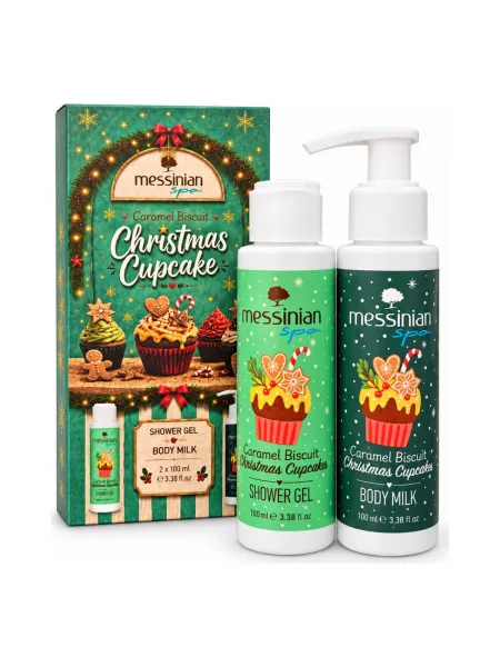 Messinian Spa Christmas Box Caramel Biscuit Christmas Cupcake 2x100ml – Σετ Δώρου Γαλάκτωμα Σώματος + Αφρόλουτρο