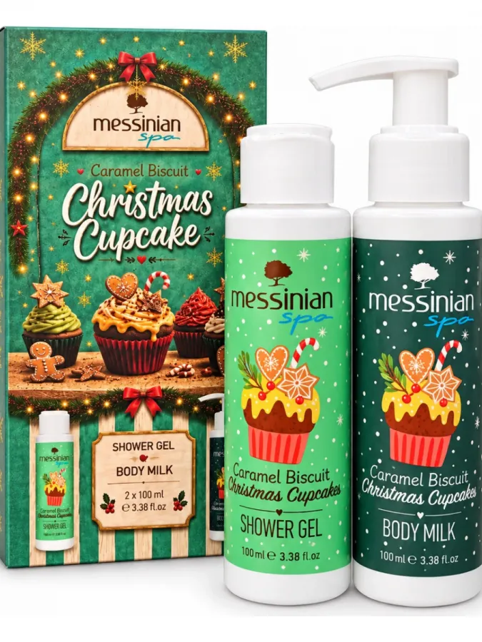 Messinian Spa Christmas Box Caramel Biscuit Christmas Cupcake 2x100ml – Σετ Δώρου Γαλάκτωμα Σώματος + Αφρόλουτρο Messinian Spa Christmas Box Caramel Biscuit Christmas Cupcake 2x100ml – Σετ Δώρου Γαλάκτωμα Σώματος + Αφρόλουτρο