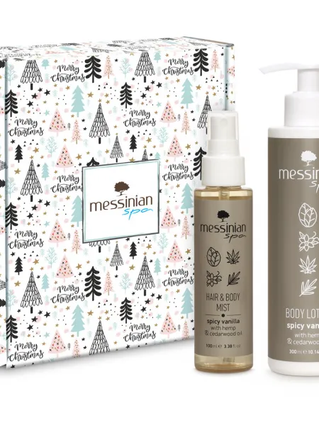 Messinian Spa Christmas Box Spicy Vanilla Unisex – Σετ Δώρου Hair & Body Mist 100ml + Γαλάκτωμα Σώματος 300ml